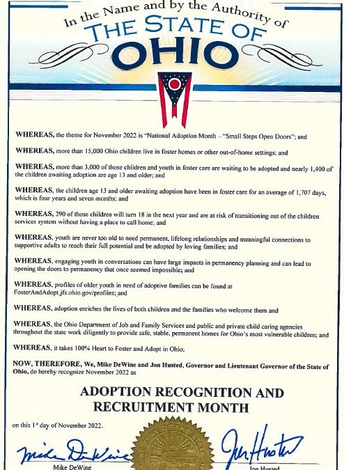 November is Adoption Recognition & Recruitment Month